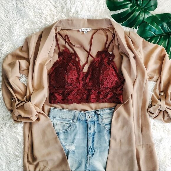 BURGUNDY CROCHET BRALETTE - Picture 3 of 3